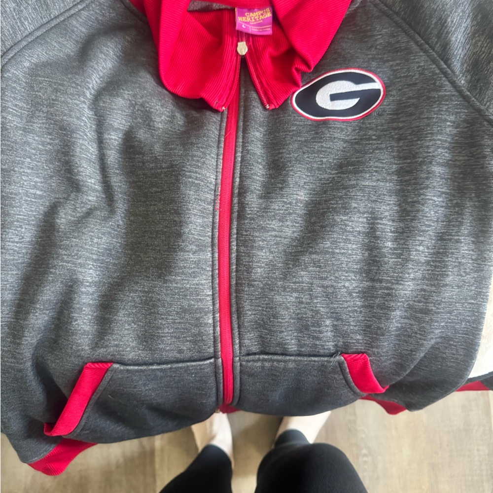 Georgia Bulldog Gray Zip-Up Jacket with Red Accents